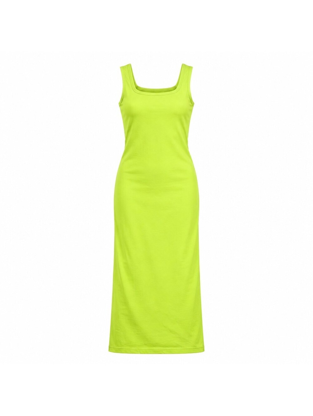 LOVE 83 Neon Yellow Sleeveless Cotton Spandex Midi Dress Medium